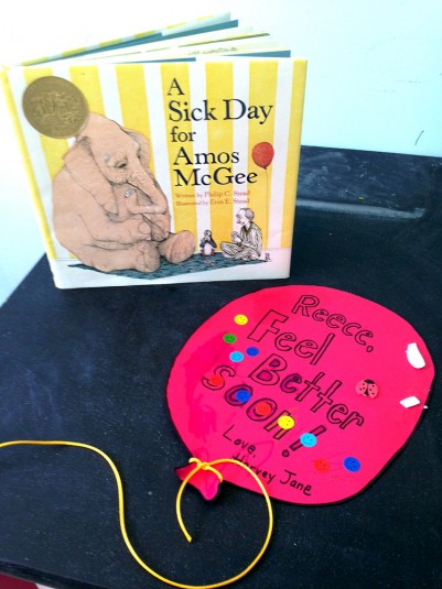 A Picture Book & A Project: A Sick Day for Amos McGee (written by Philip C. Stead, Illustrated by Erin E. Stead) and making Feel Better Balloons!