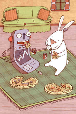 Image from Rabbit and Robot: The Sleepover by Cece Bell.