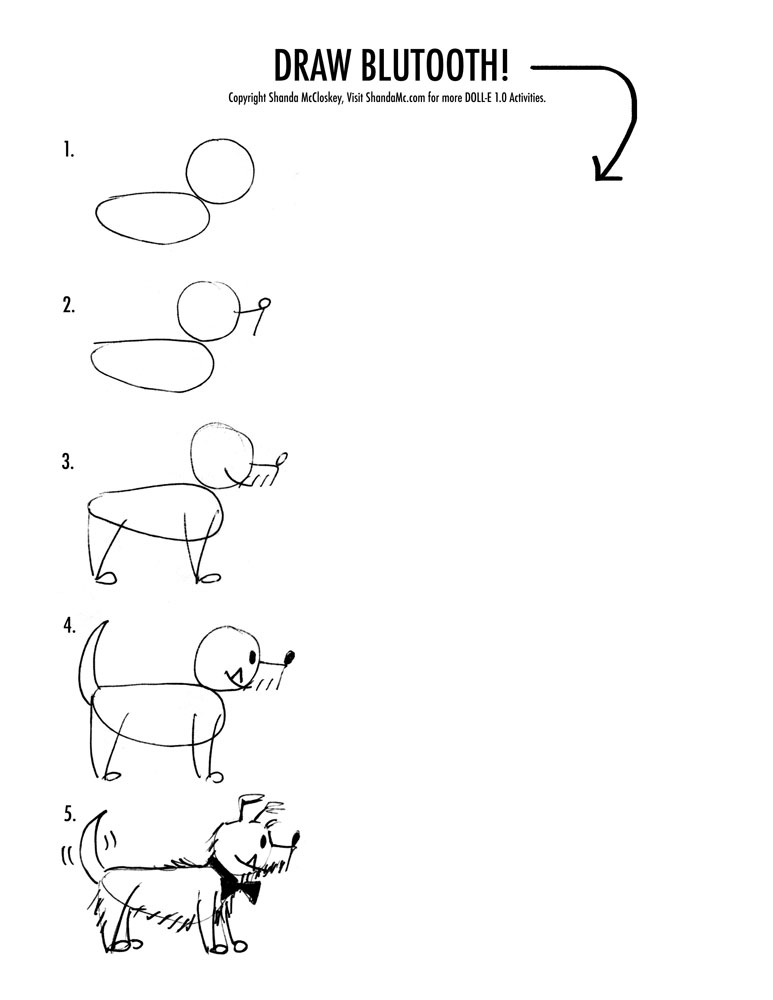 How-to-draw Blutooth from the book Doll-E 1.0 by Shanda McCloskey