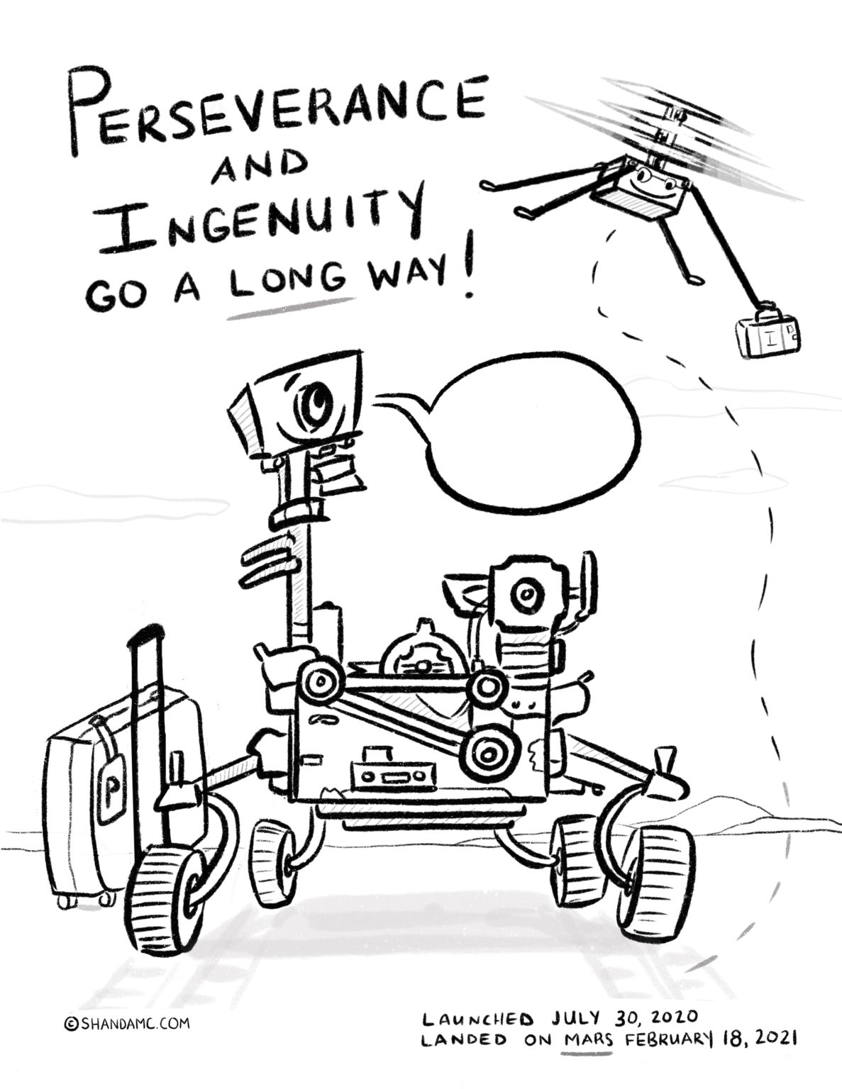 Perseverance and Ingenuity Land on Mars Coloring Page! | Shanda